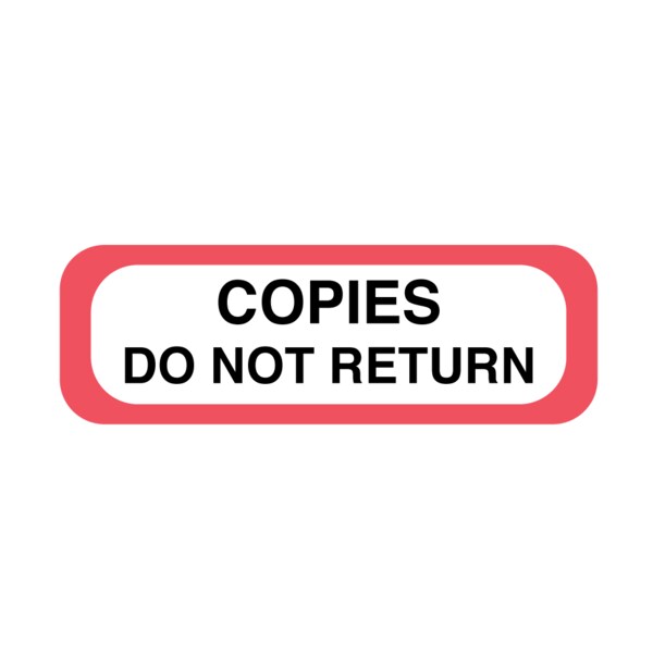 Position Labels -Copies Do Not Return 1/2" x 1-1/2"White w/Red & Black